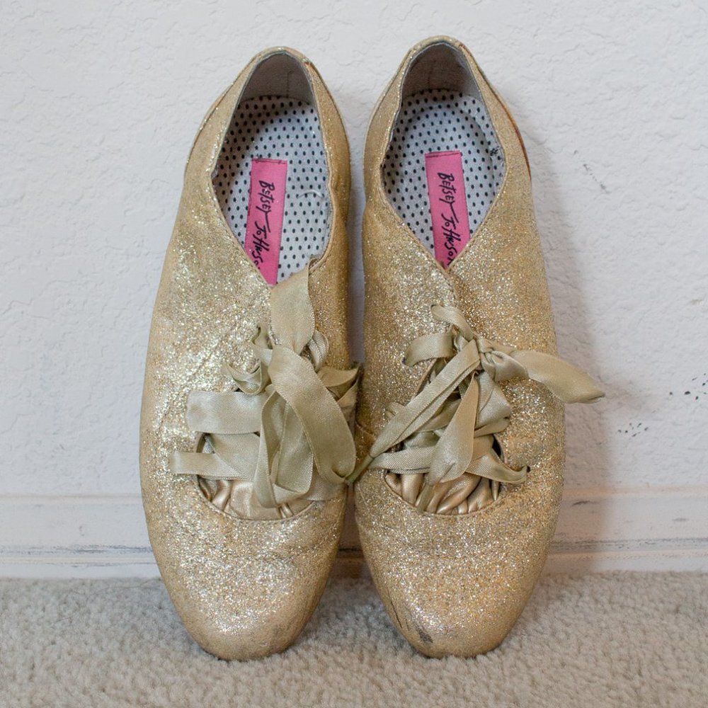 Betsey Johnson | Glittered Ballet Style Shoes | Gold